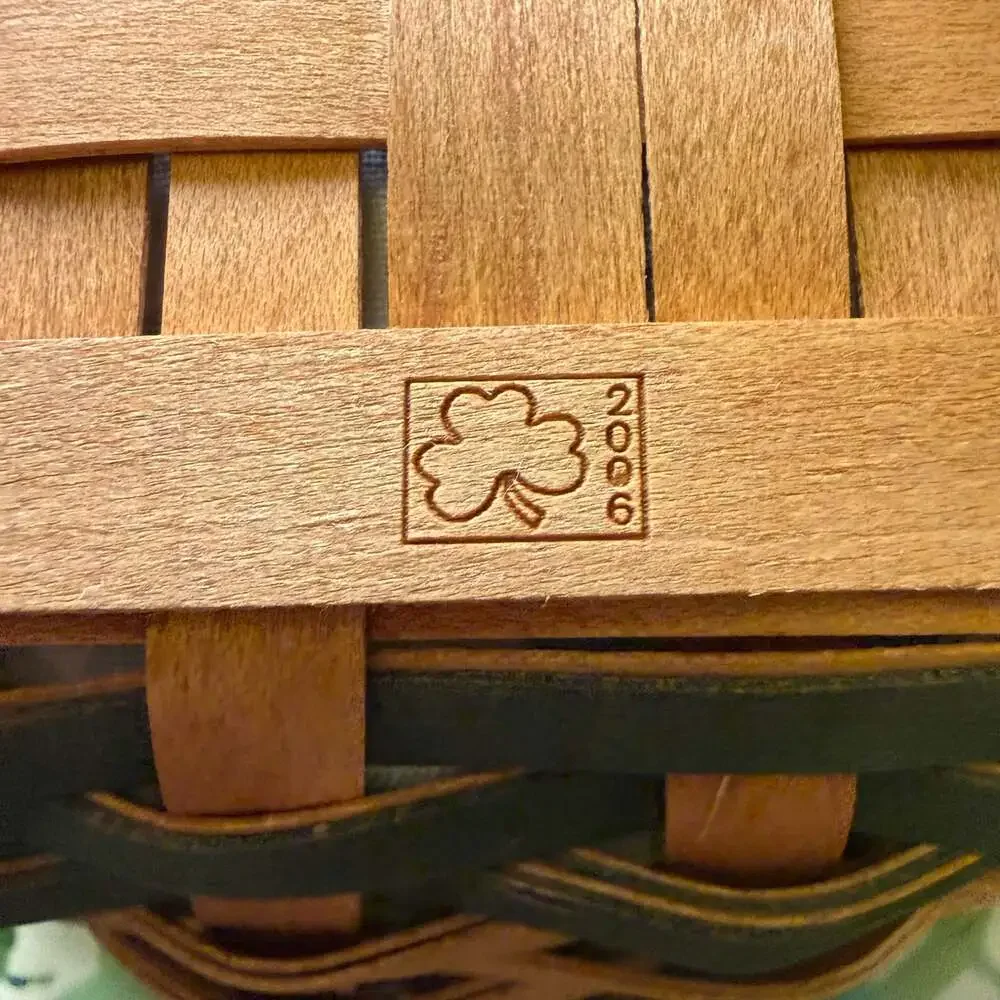 Longaberger 2006 Lucky Twist Basket Lid Fabric Liner Protector Shamrock St. Patr